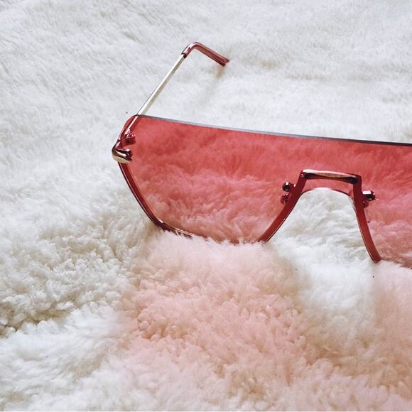 Kalia Pink Rimless Sleek Sunglasses - Picture 6 of 11